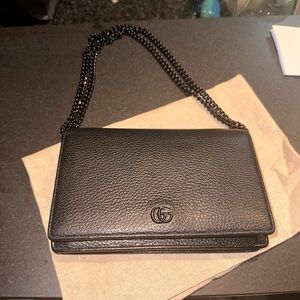 Gucci Marmont chain wallet all black